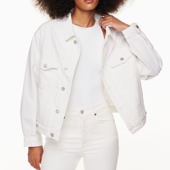 AGOLDE Charli Oversized White Denim Jean Jacket Organic Cotton Size XL New - Picture 1 of 15
